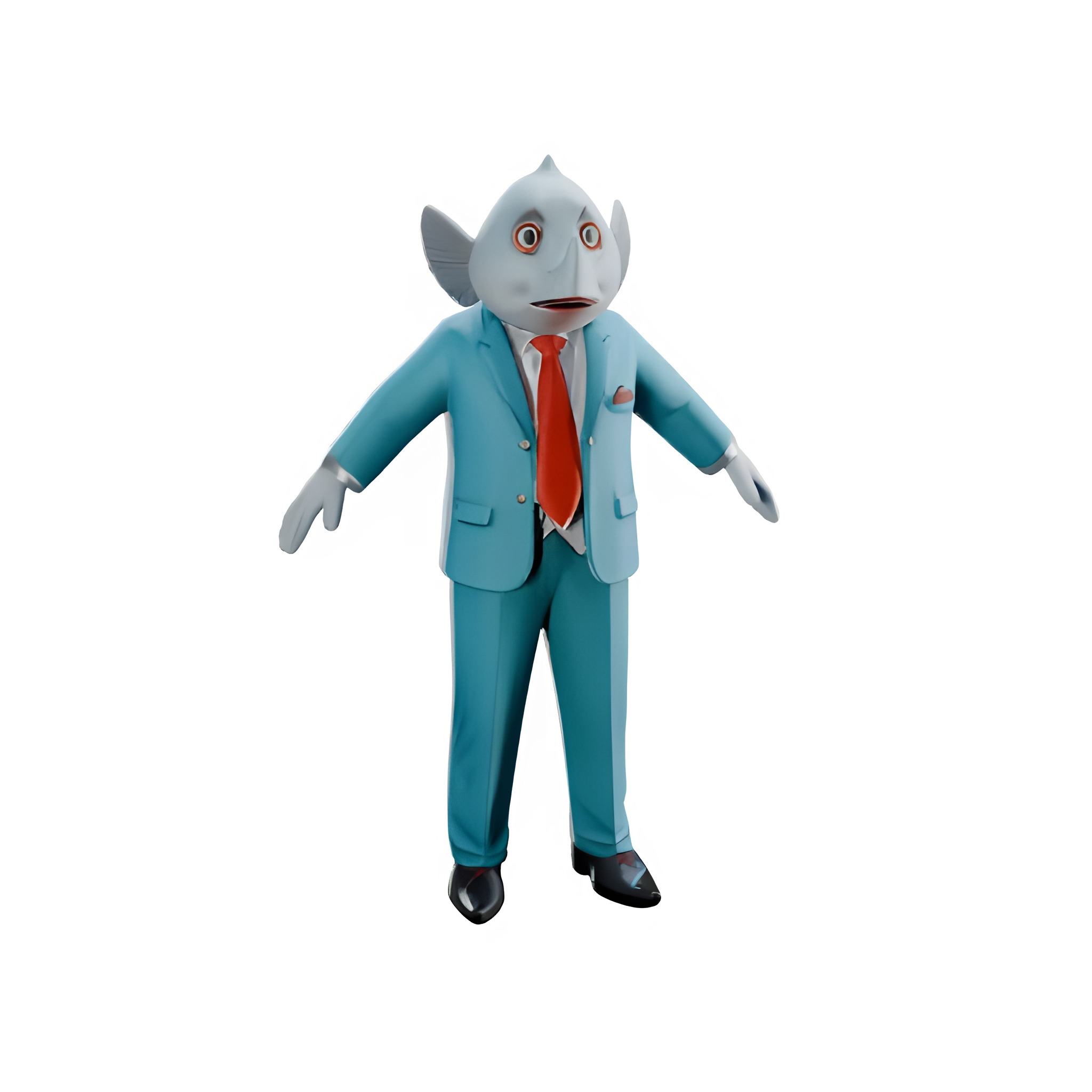 Fish Character Figurine in Business Suit 3D print model_1