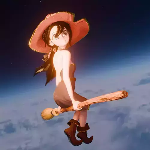 Stylized Cartoon Witch - 3D Model