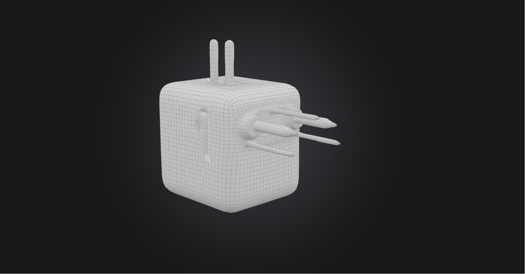 Travel adapter Low-poly 3D model_1