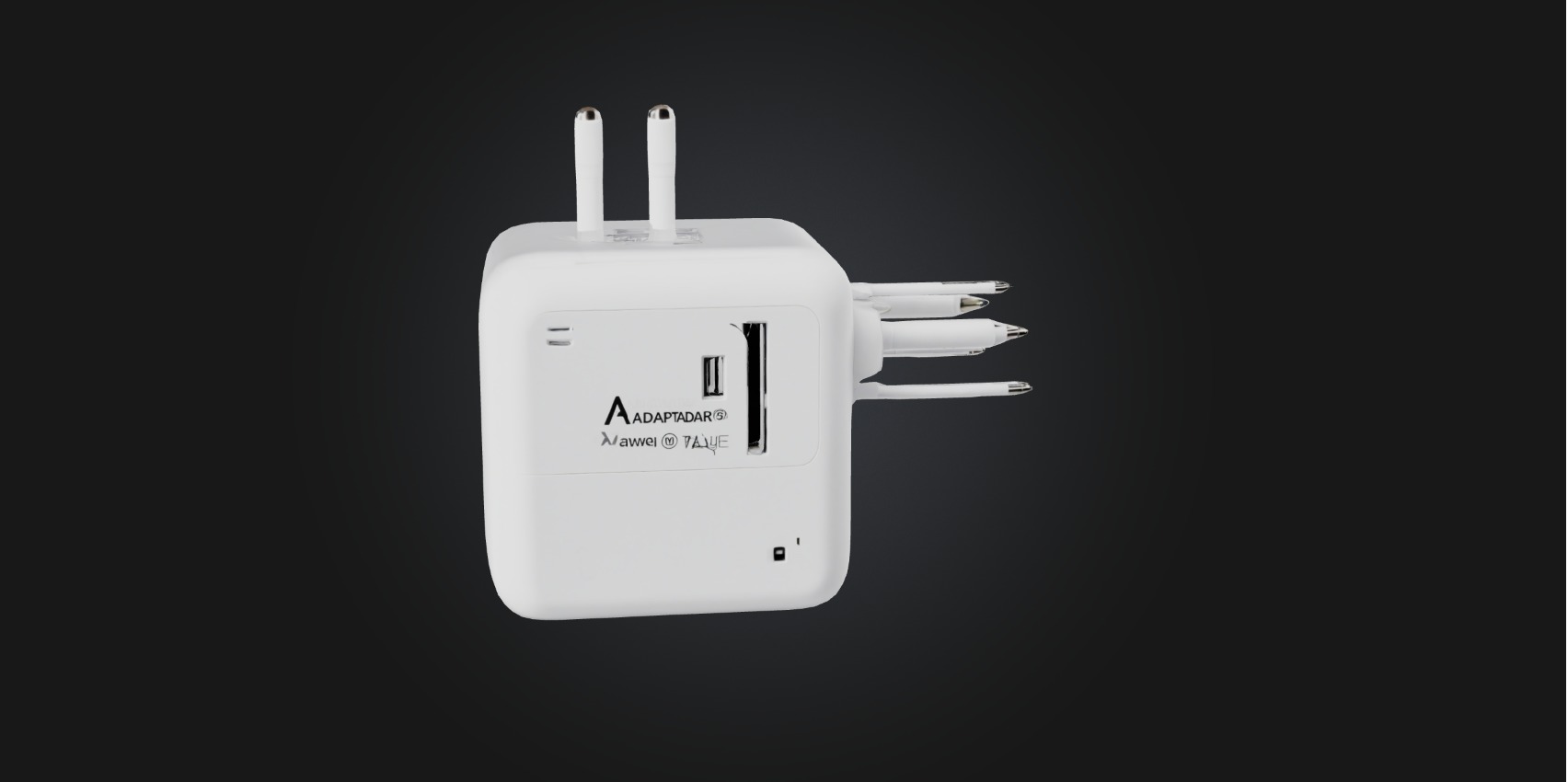 Travel adapter Low-poly 3D model_3