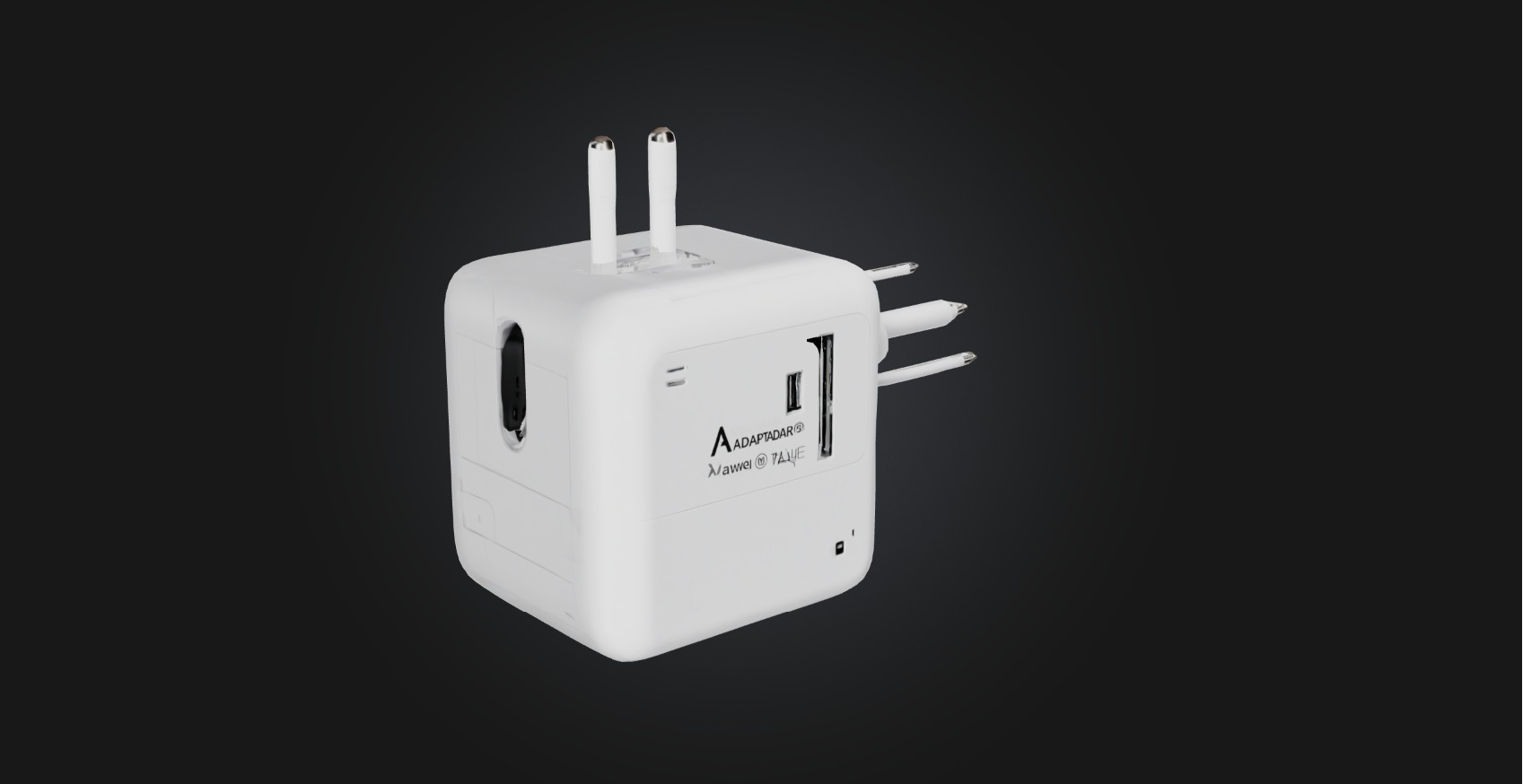 Travel adapter Low-poly 3D model_4