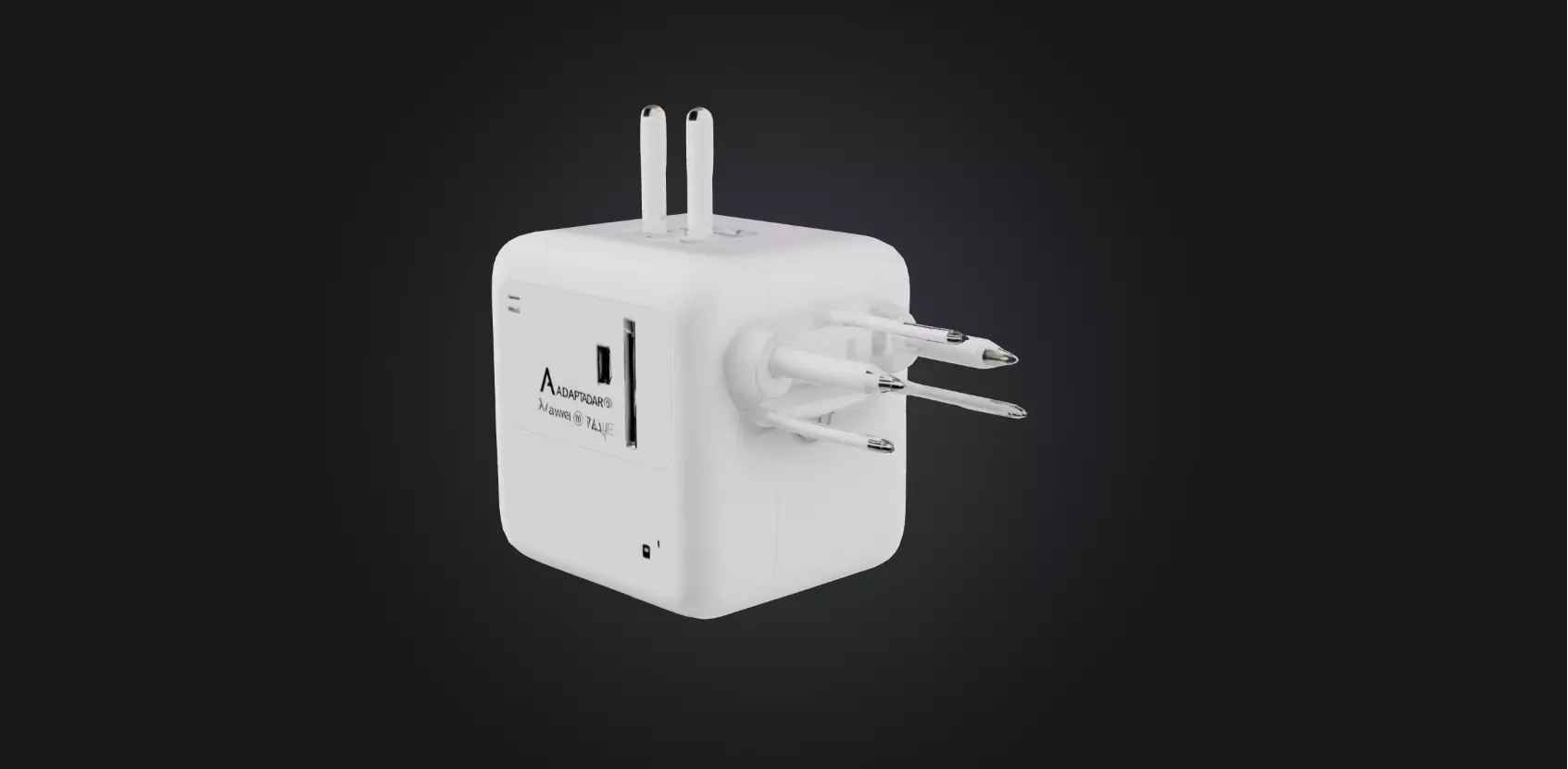 Travel adapter Low-poly 3D model_0