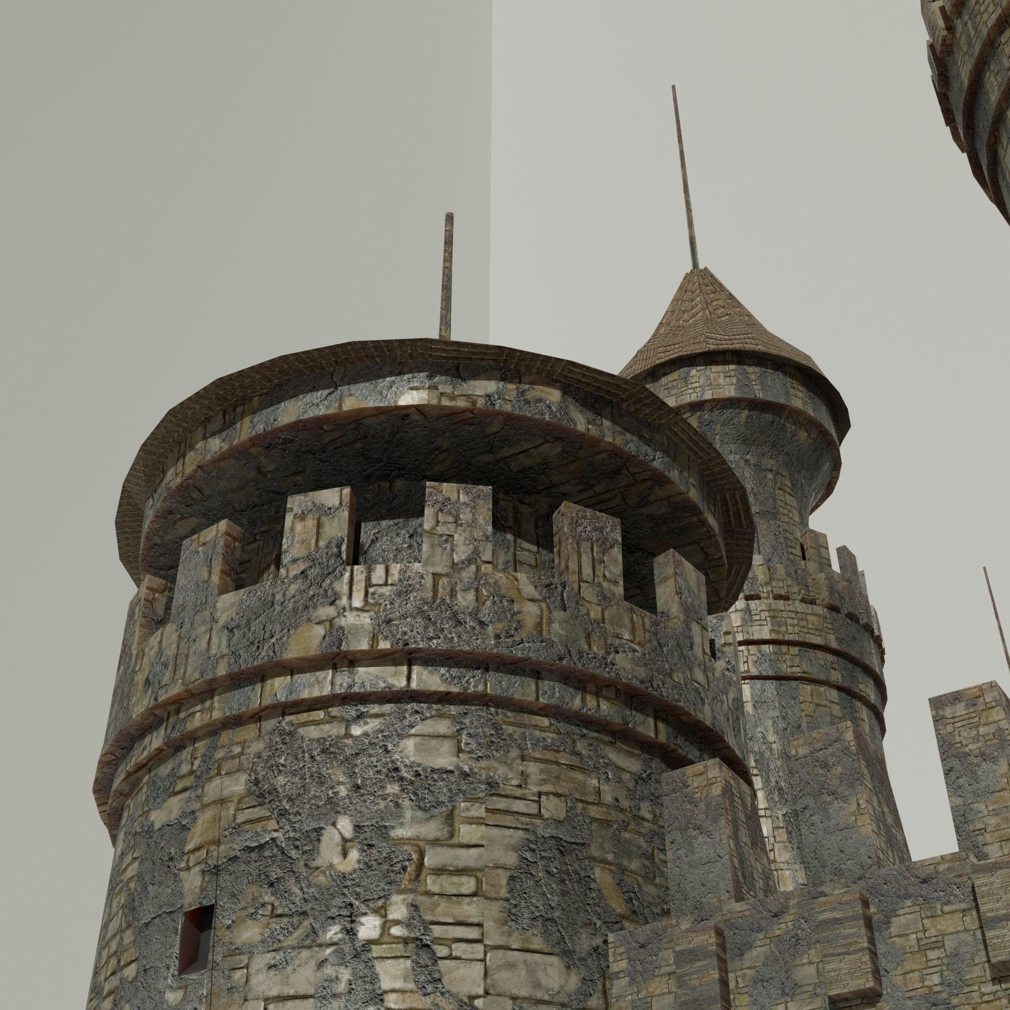 Medieval Castle Concentrated English or French Style Low-poly 3D model_10