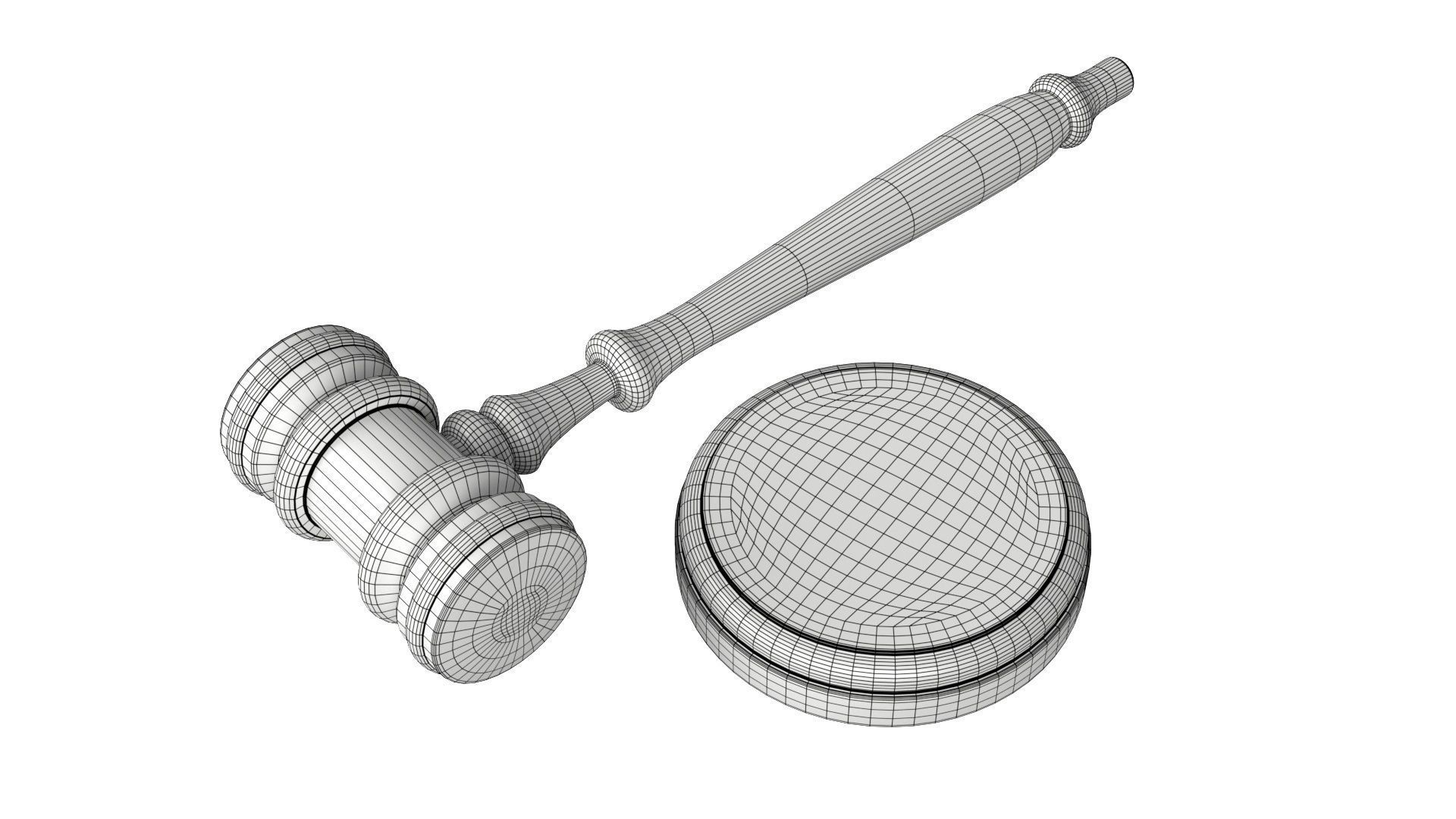 Judge Hammer Low-poly 3D model_7