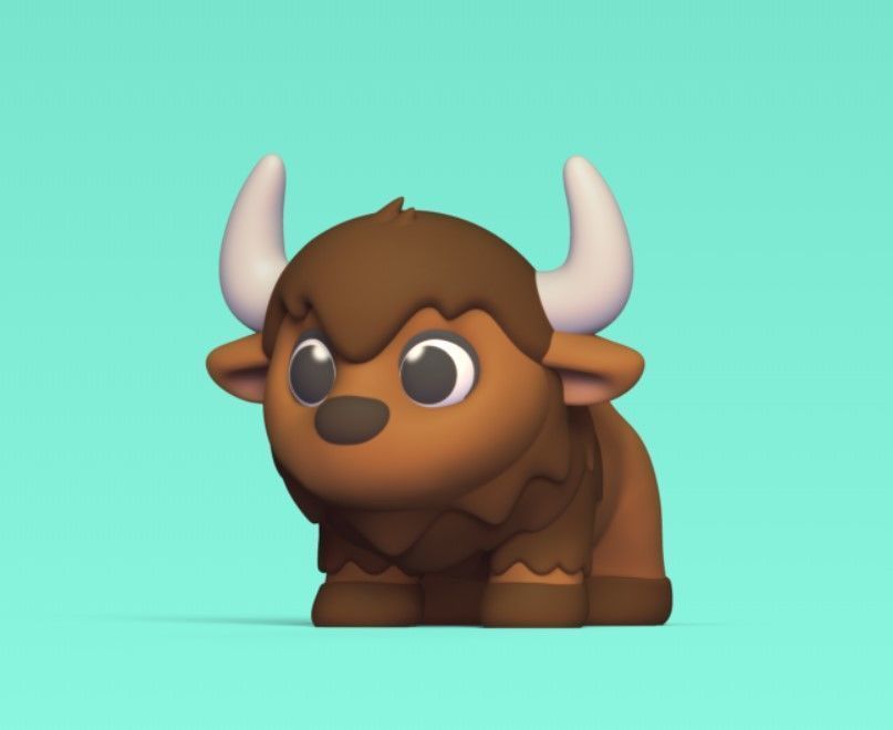 Cute Cartoon Bison 3D print model_2