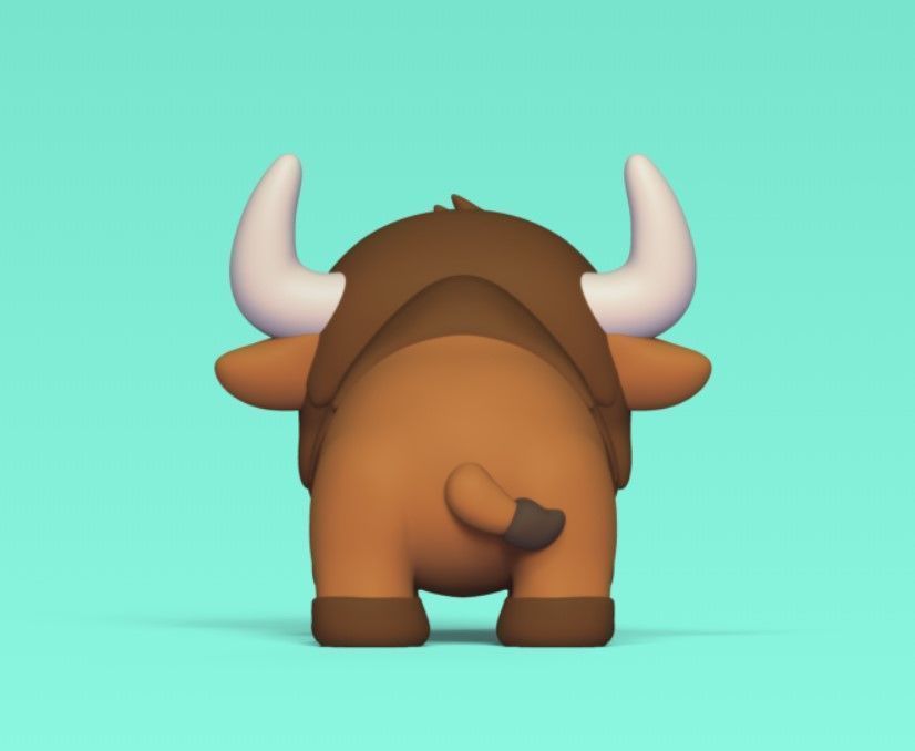 Cute Cartoon Bison 3D print model_4