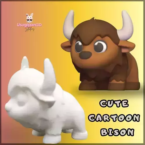 Cute Cartoon Bison