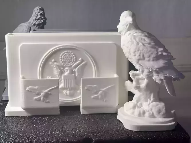Patriotic Bald Eagle and Cell Phone and Note Pad Holder  3D print model