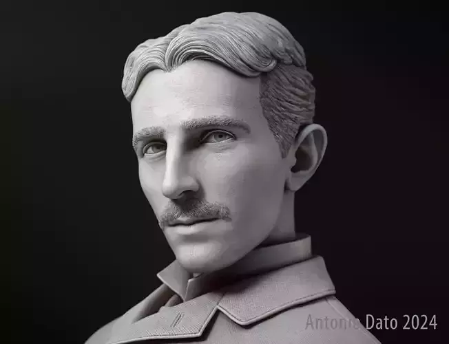 Nikola Tesla bust portrait 3D print model