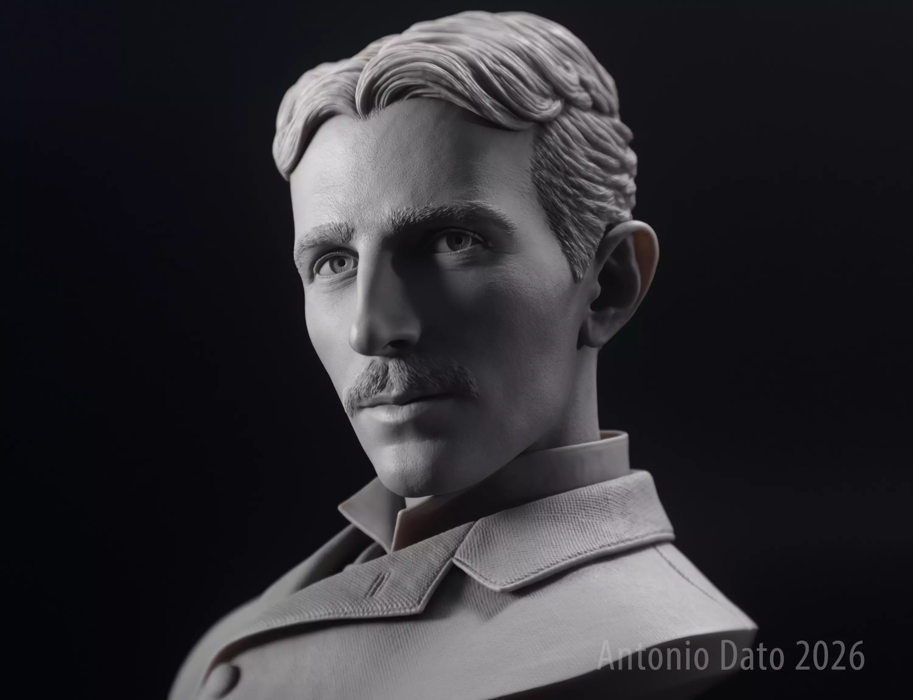 Nikola Tesla bust portrait 3D print model