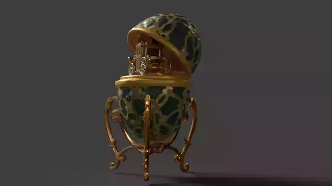 Faberge egg with carriage  Low-poly 3D model