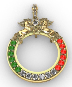 Horses 50 Peso Coin Bezel Mexican Flag 3D print model_1