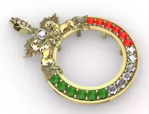 Horses 50 Peso Coin Bezel Mexican Flag 3D print model