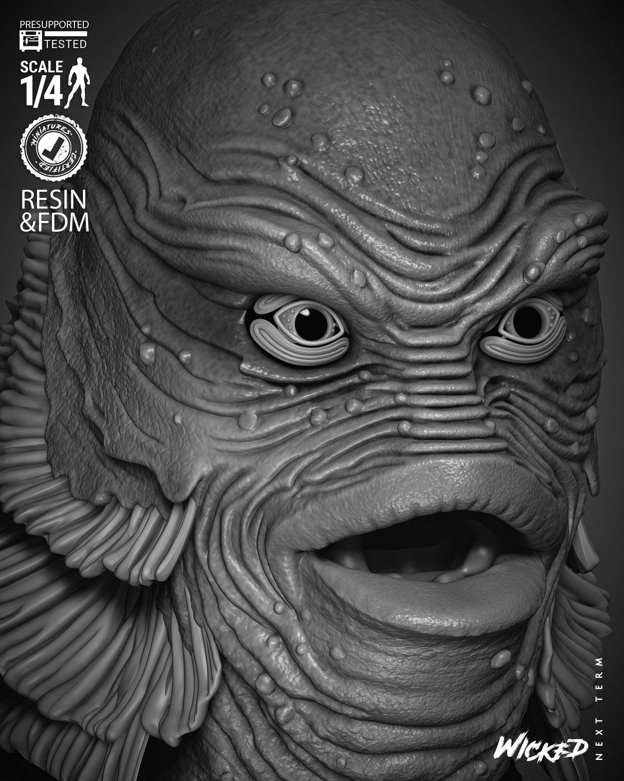 Wicked Movies Creature Of Lagoon Bust 3D print model_24