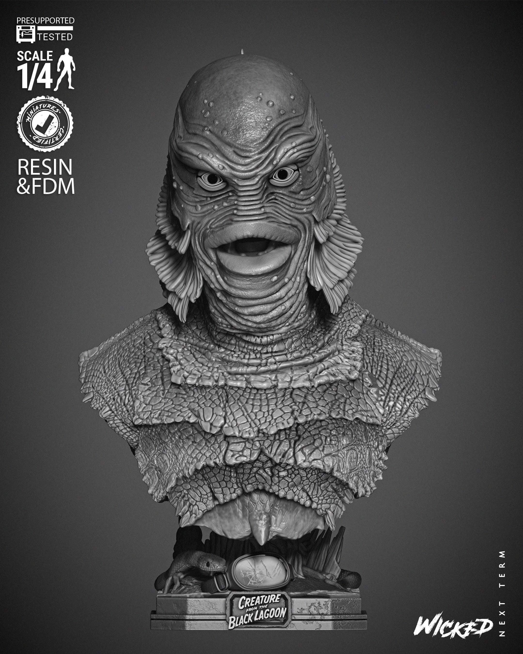 Wicked Movies Creature Of Lagoon Bust 3D print model_20