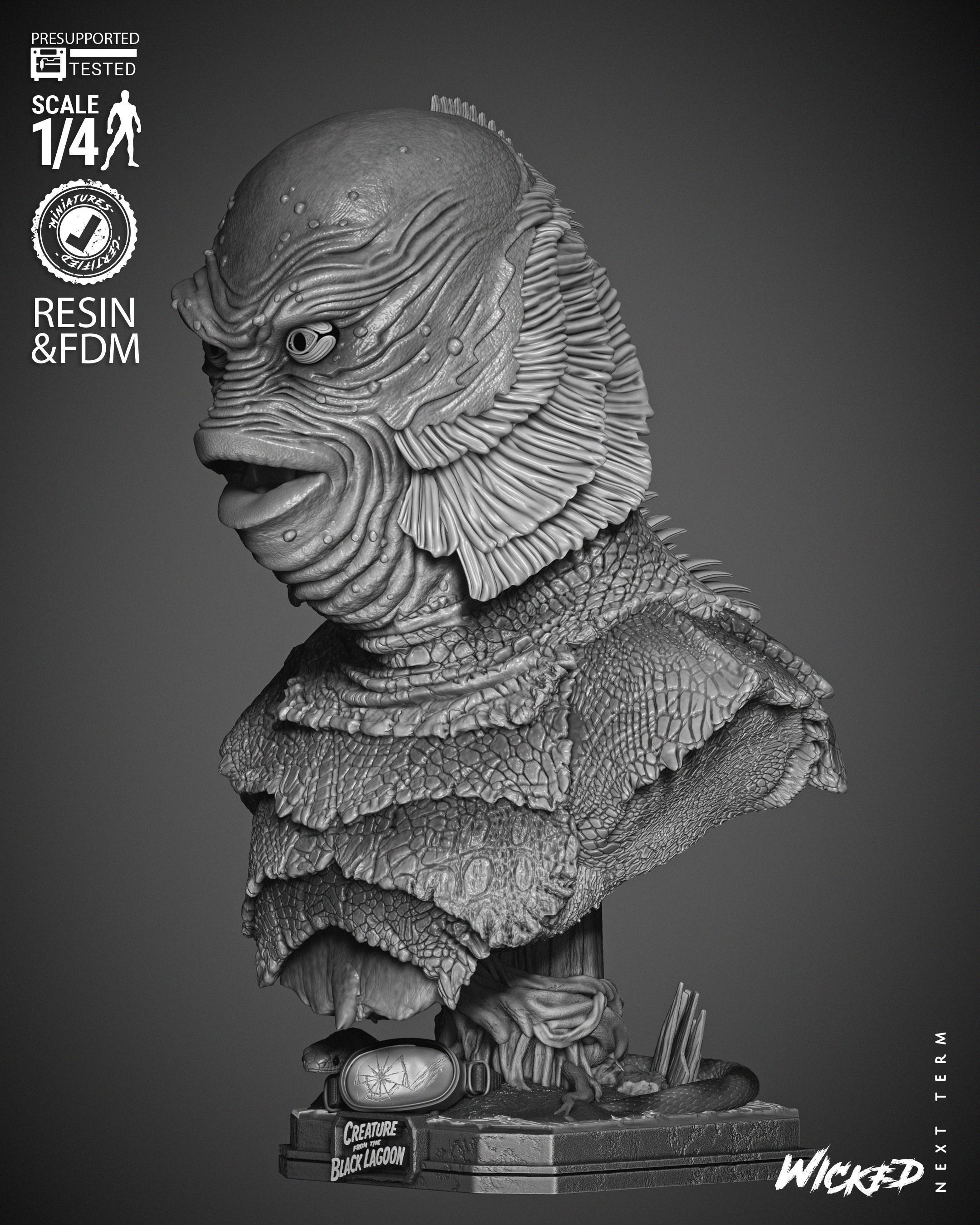 Wicked Movies Creature Of Lagoon Bust 3D print model_9