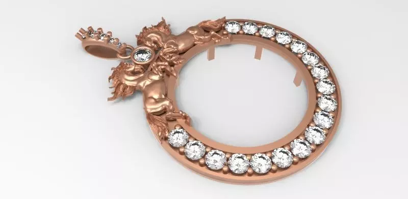 Horses 50 Peso Coin Bezel Mexican Flag 3D print model_0