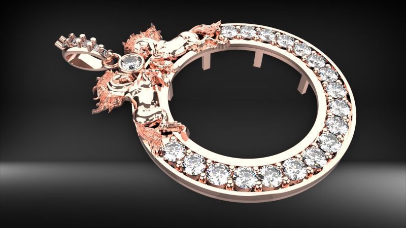 Horses 50 Peso Coin Bezel Mexican Flag 3D print model_4