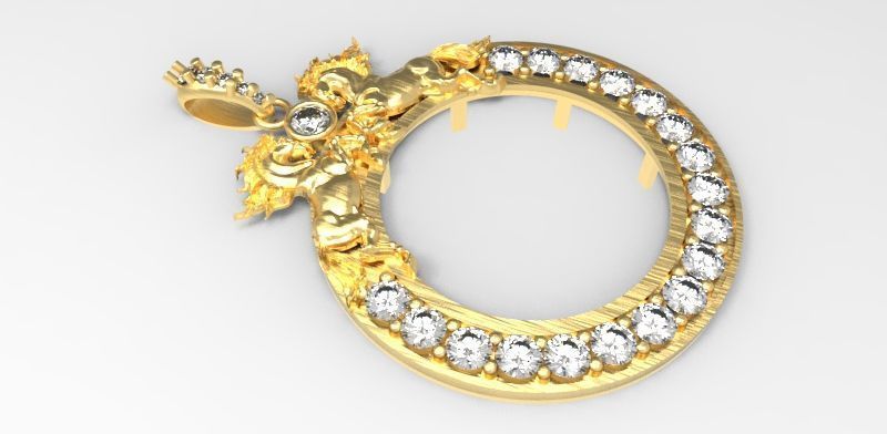 Horses 50 Peso Coin Bezel Mexican Flag 3D print model_14