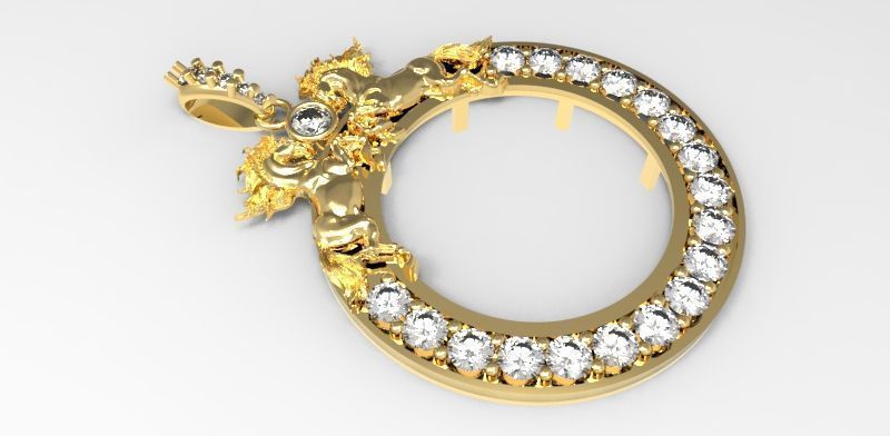 Horses 50 Peso Coin Bezel Mexican Flag 3D print model_6