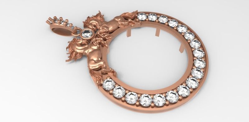 Horses 50 Peso Coin Bezel Mexican Flag 3D print model_15