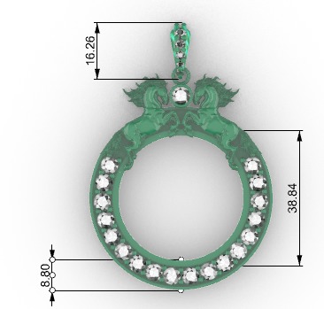 Horses 50 Peso Coin Bezel Mexican Flag 3D print model_19