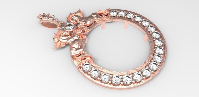 Horses 50 Peso Coin Bezel Mexican Flag 3D print model_10