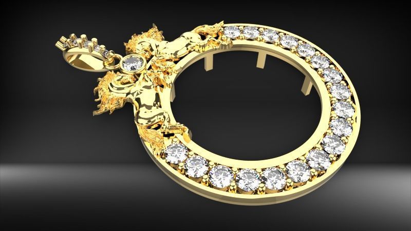 Horses 50 Peso Coin Bezel Mexican Flag 3D print model_2