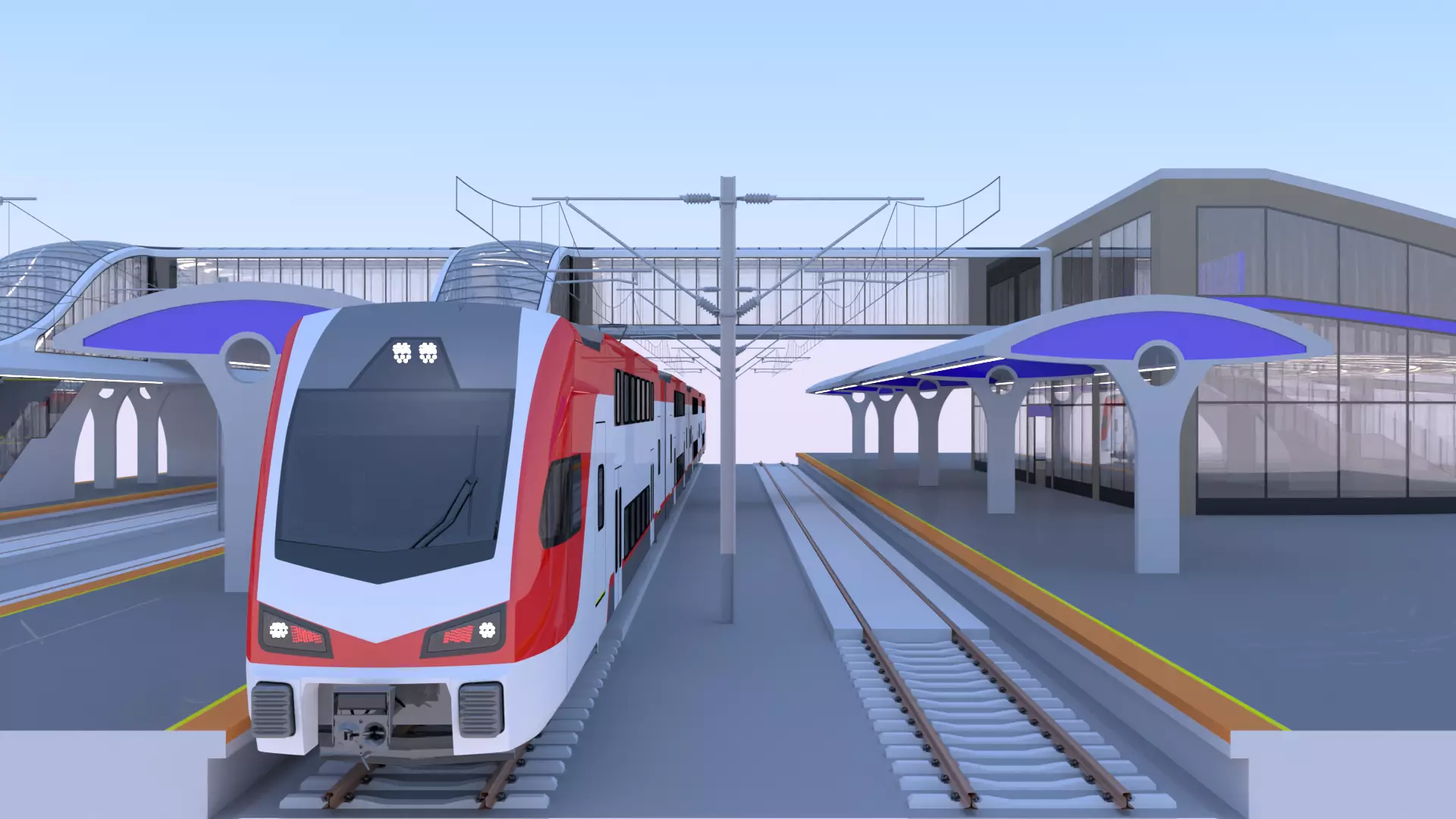 Station with Stadler train USA II 3D model