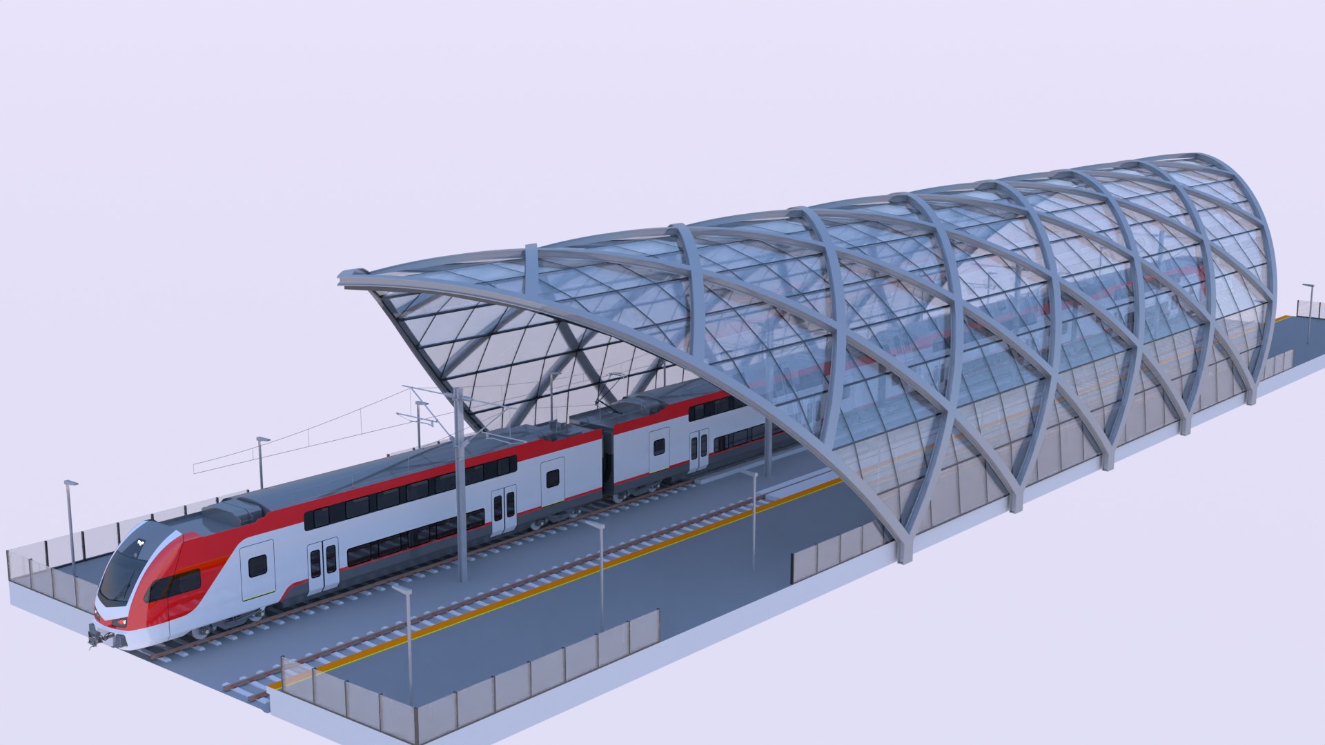 Stations with Stadler Kiss train 3D Model Collection_3