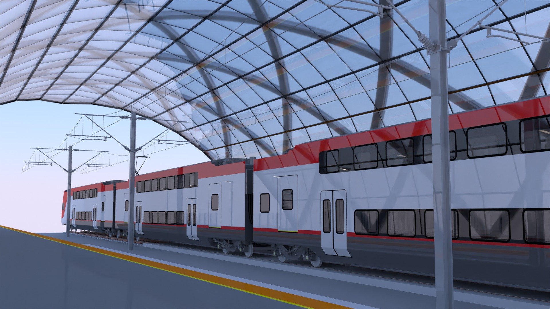 Stations with Stadler Kiss train 3D Model Collection_5