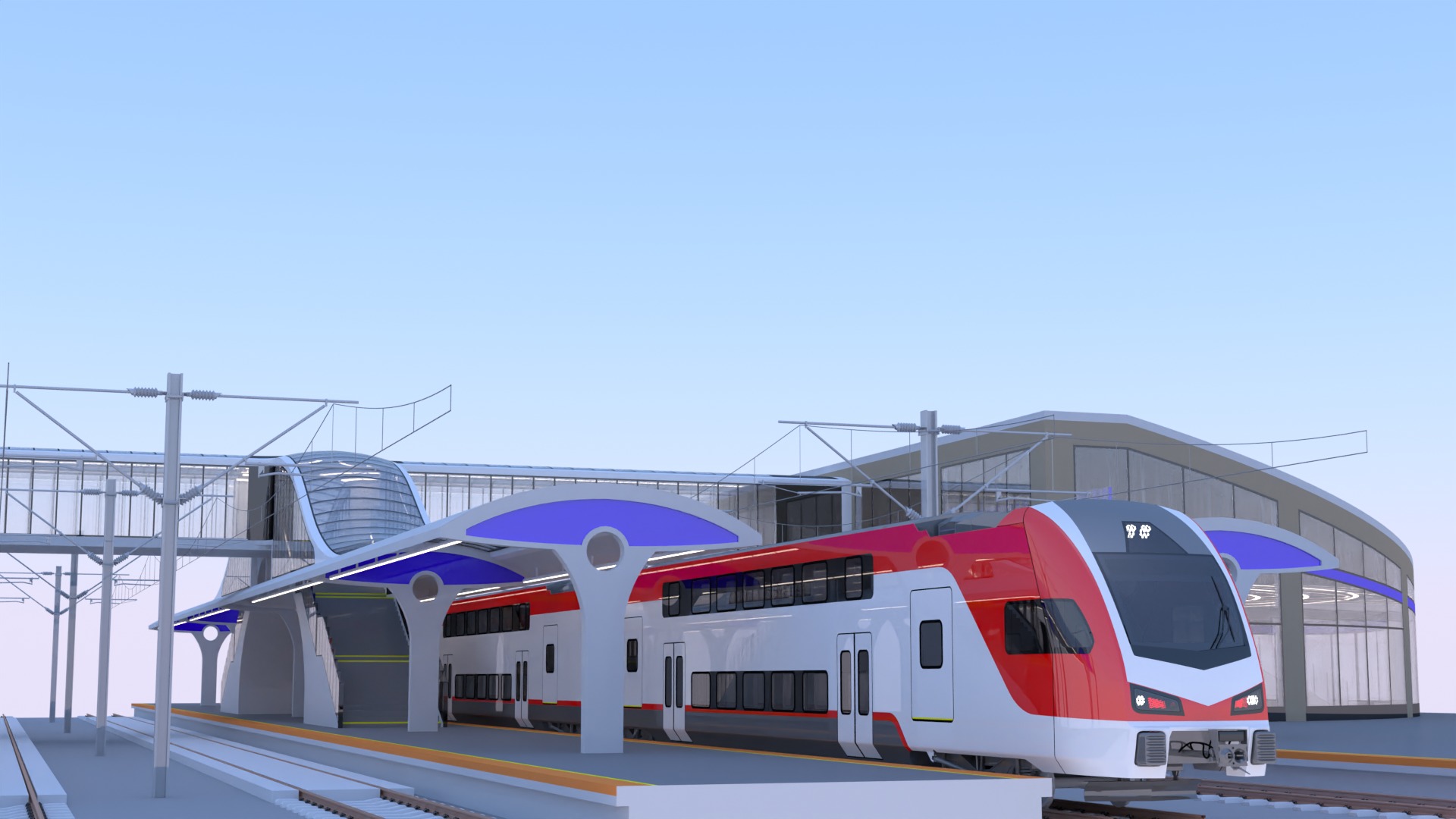Stations with Stadler Kiss train 3D Model Collection_11
