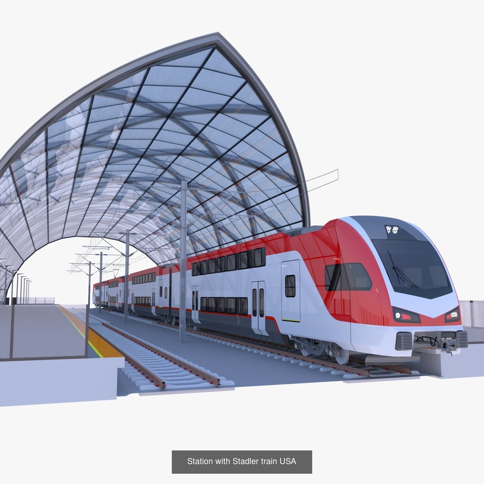Stations with Stadler Kiss train 3D Model Collection_1