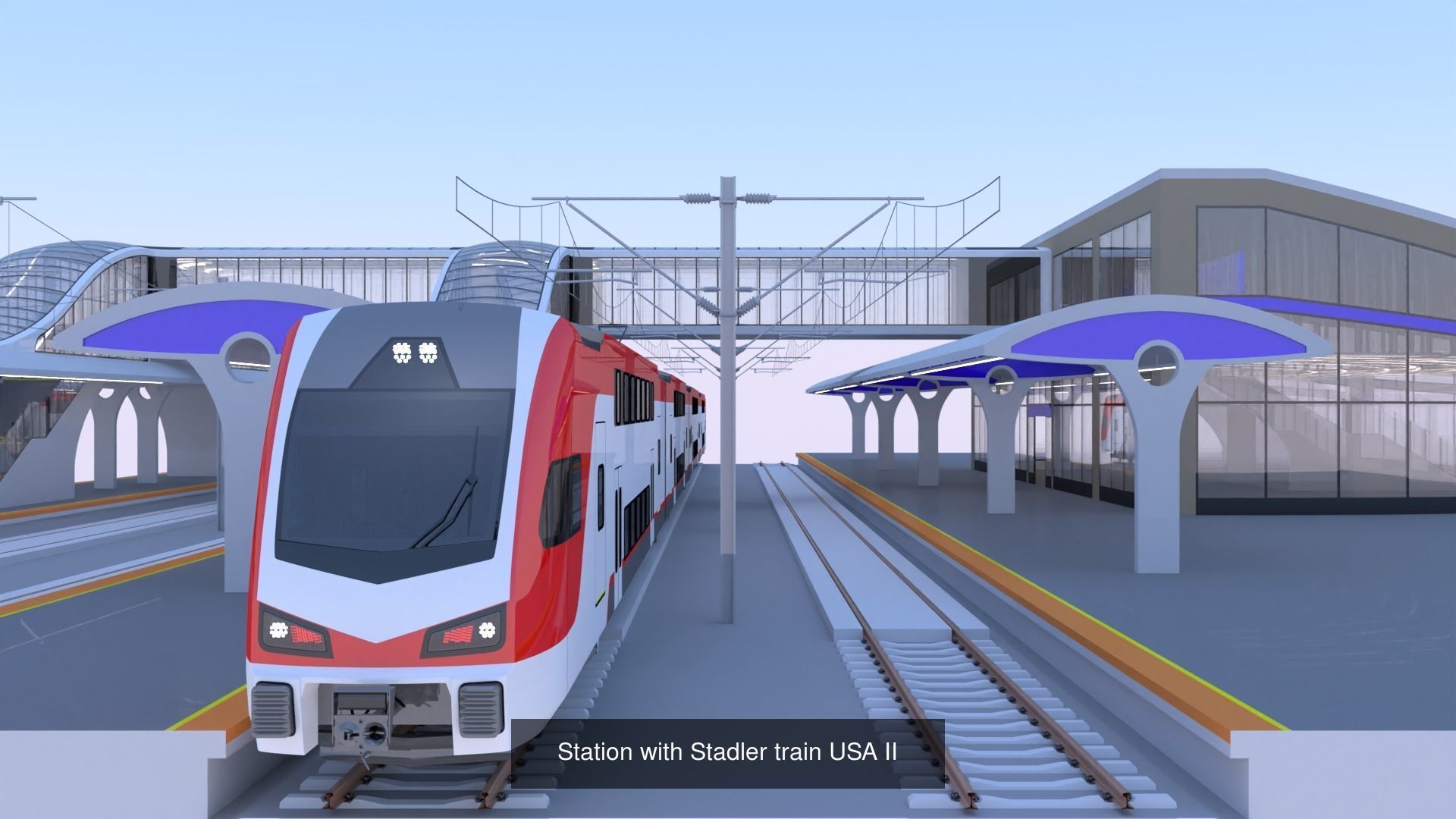 Stations with Stadler Kiss train 3D Model Collection_6