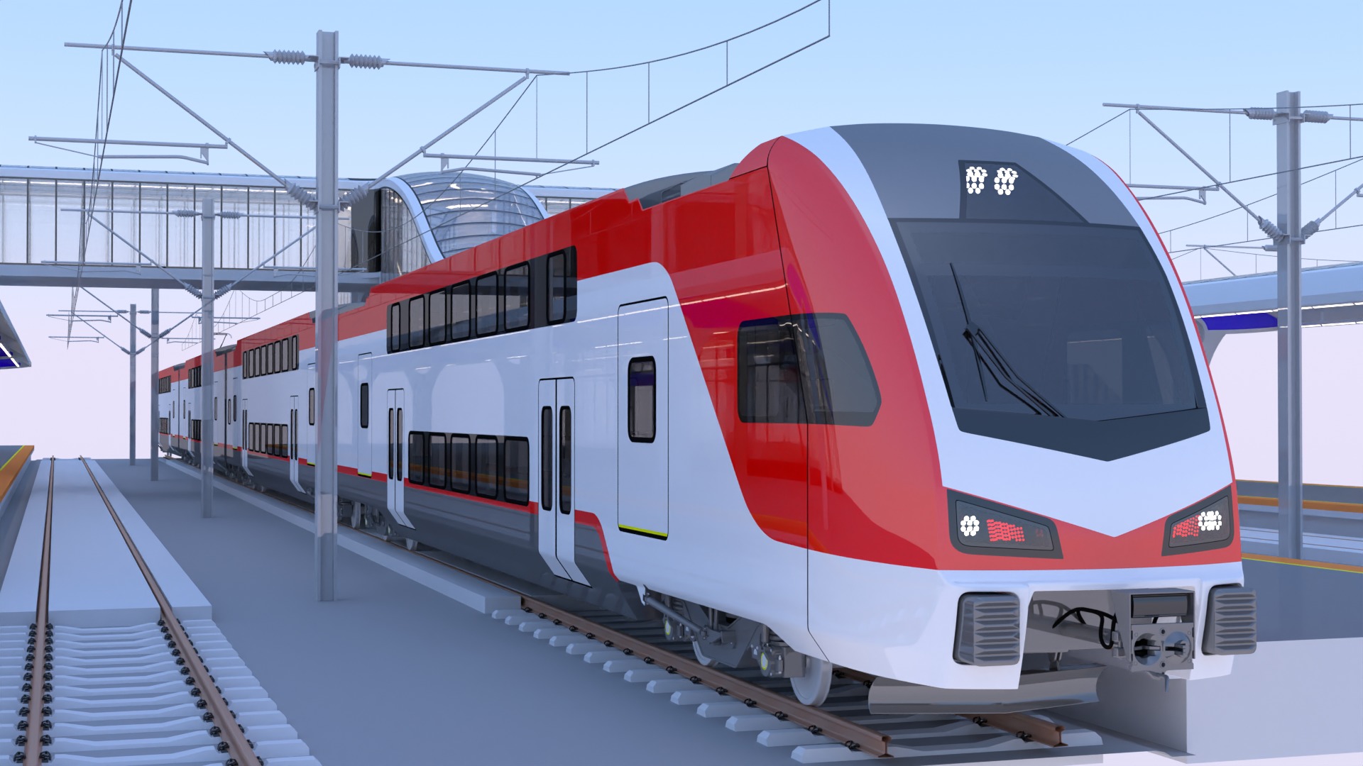 Stations with Stadler Kiss train 3D Model Collection_7