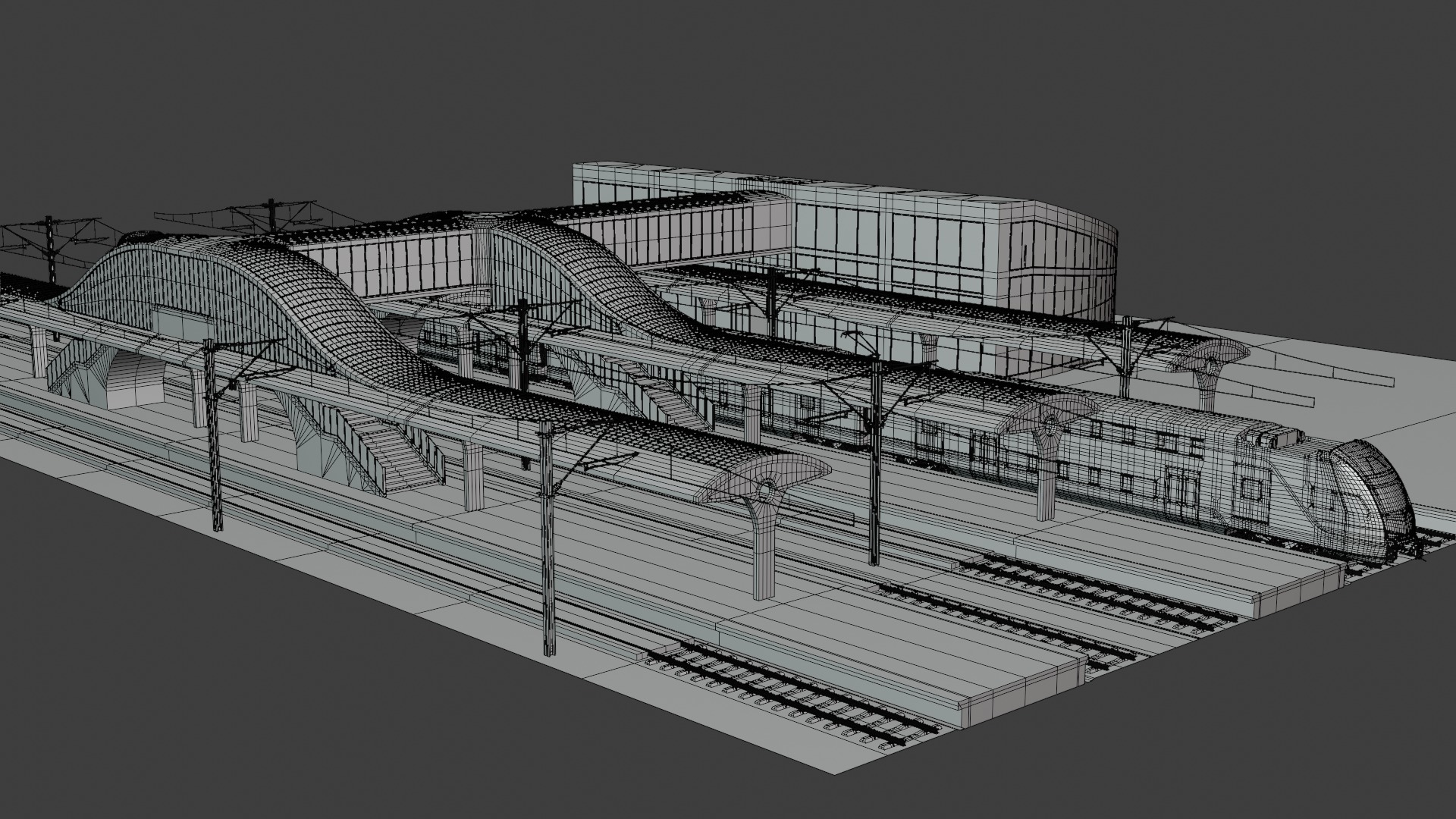 Stations with Stadler Kiss train 3D Model Collection_10