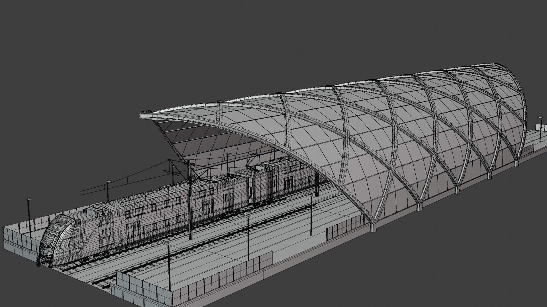 Stations with Stadler Kiss train 3D Model Collection_4