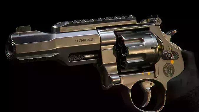 PBR Revolver Low-poly 3D model Low-poly 3D model