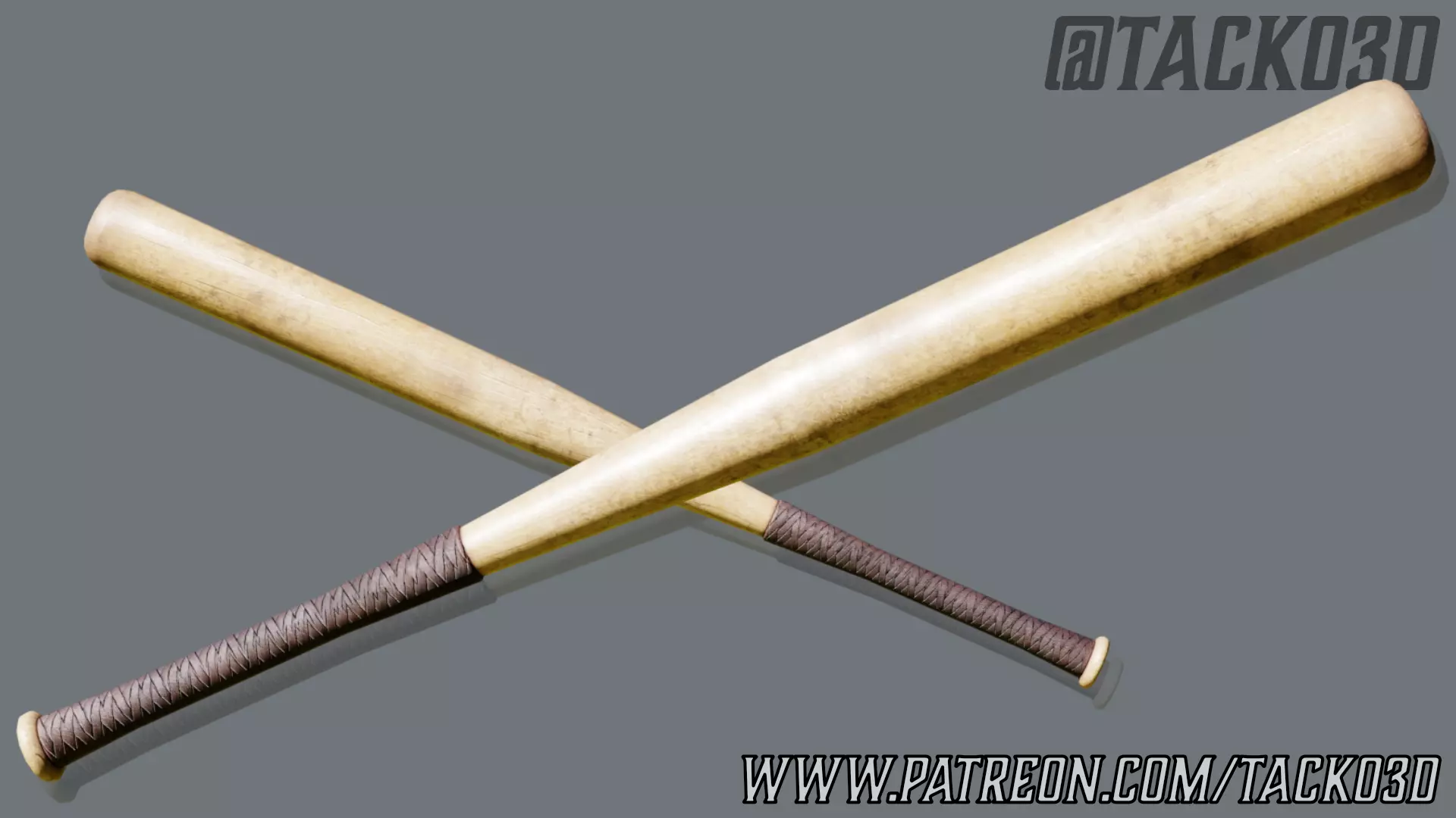 Wooden Baseball Bat Low-poly 3D model_0