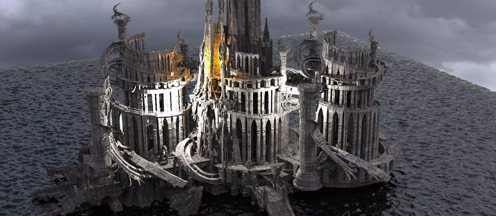 Art deco illusionist cityscape 1  3D model_0