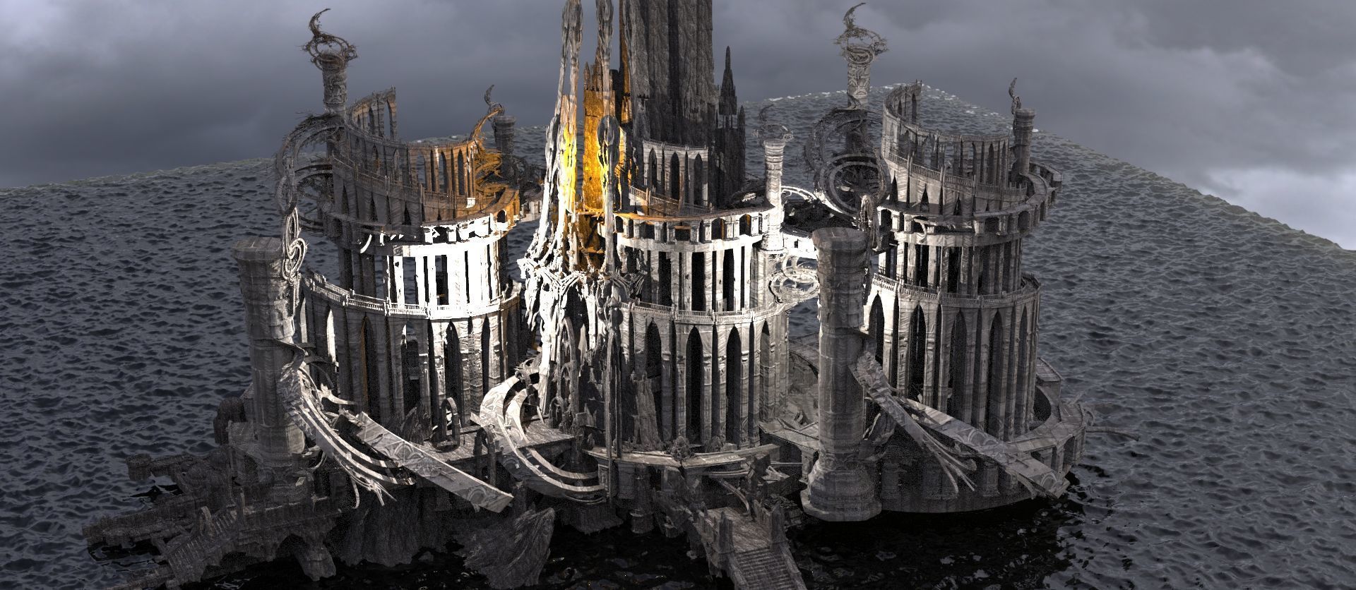 Art deco illusionist cityscape 1  3D model_2