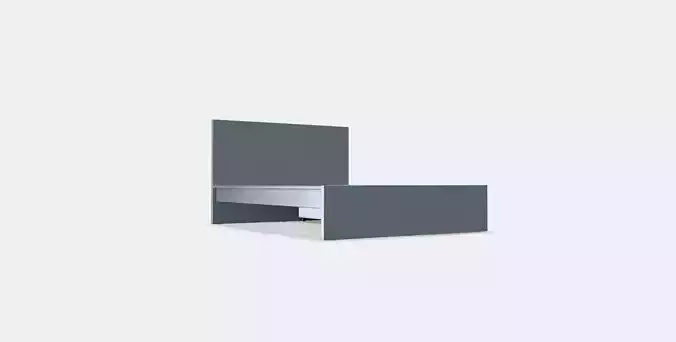 MALM Bed frame high w 2 storage boxes 22 Low-poly 3D model