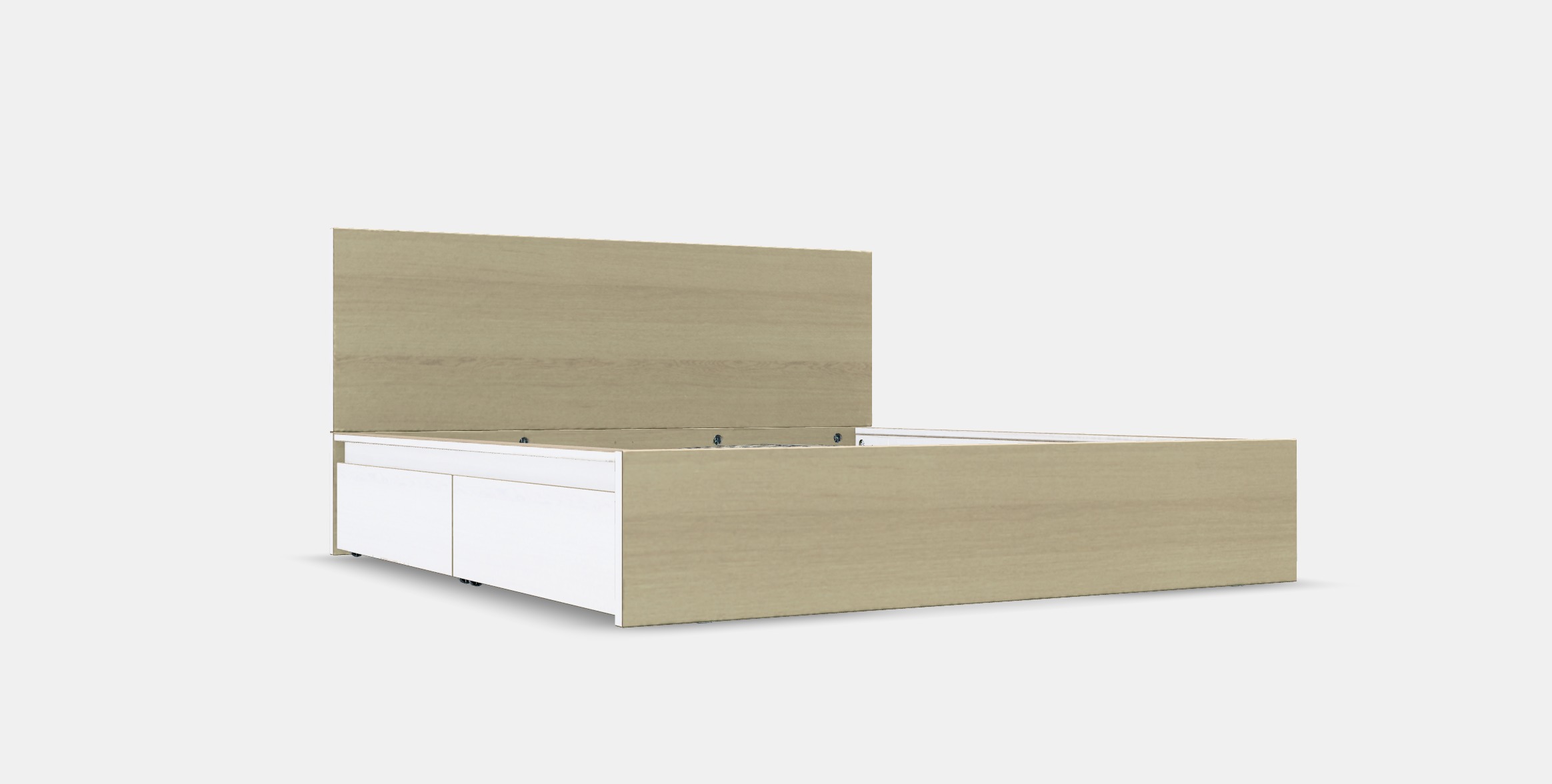 MALM Bed frame high w 4 storage boxes 14 Low-poly 3D model_9