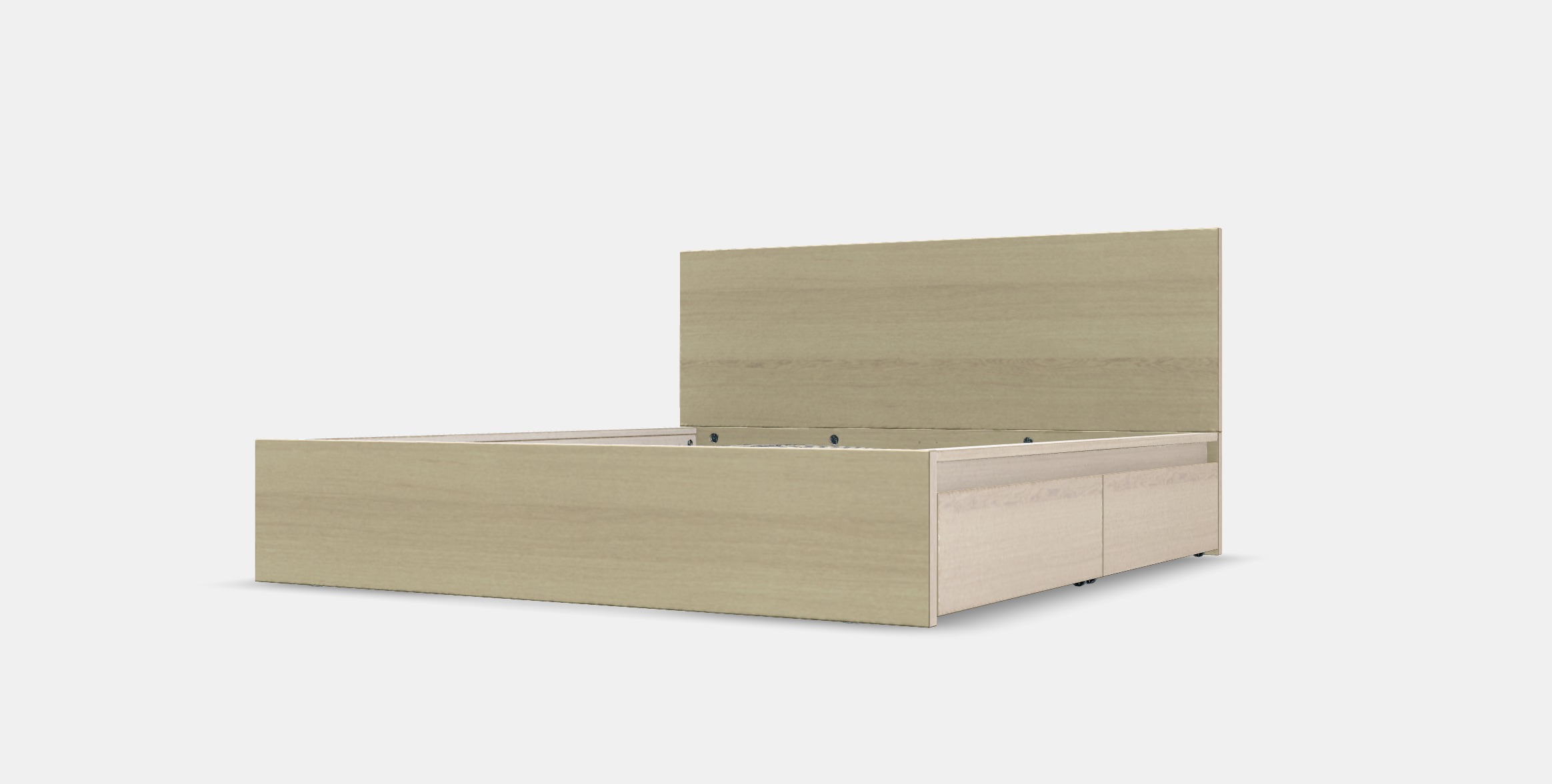 MALM Bed frame high w 4 storage boxes 14 Low-poly 3D model_13