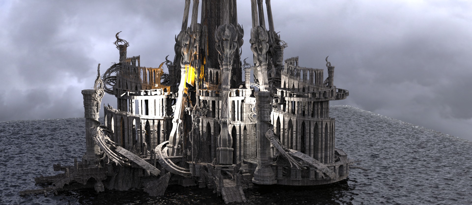 Art deco illusionist cityscape 2  3D model_1