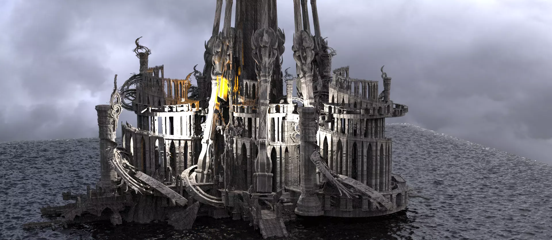 Art deco illusionist cityscape 2  3D model_0