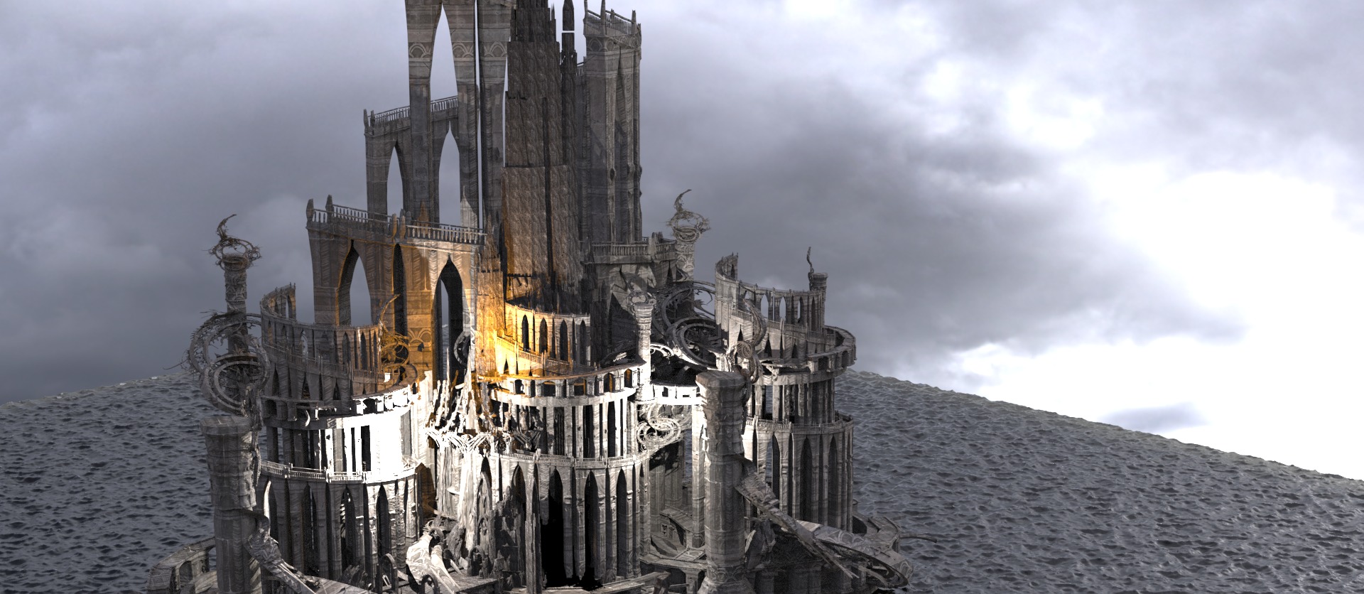 Art deco illusionist cityscape 5  3D model_1