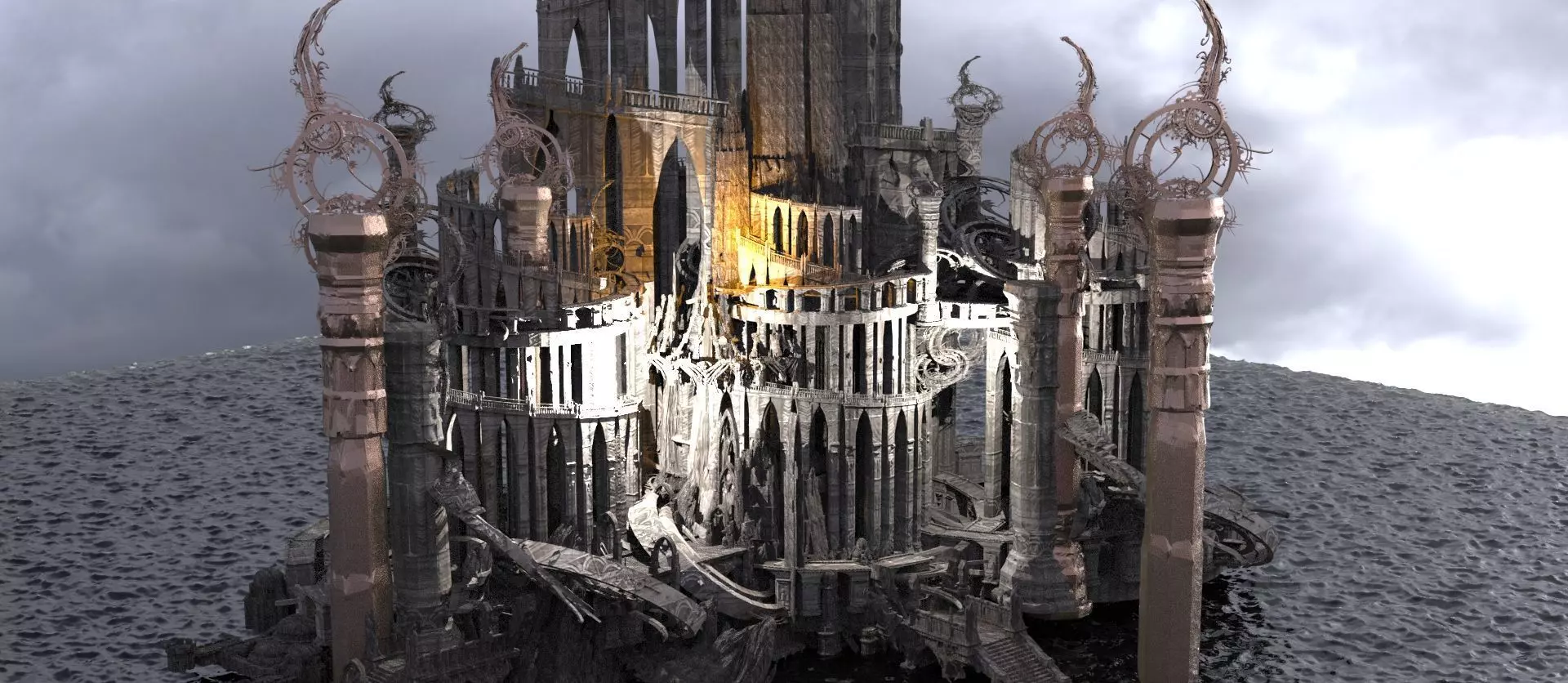 Art deco illusionist grand halls 3D model_0