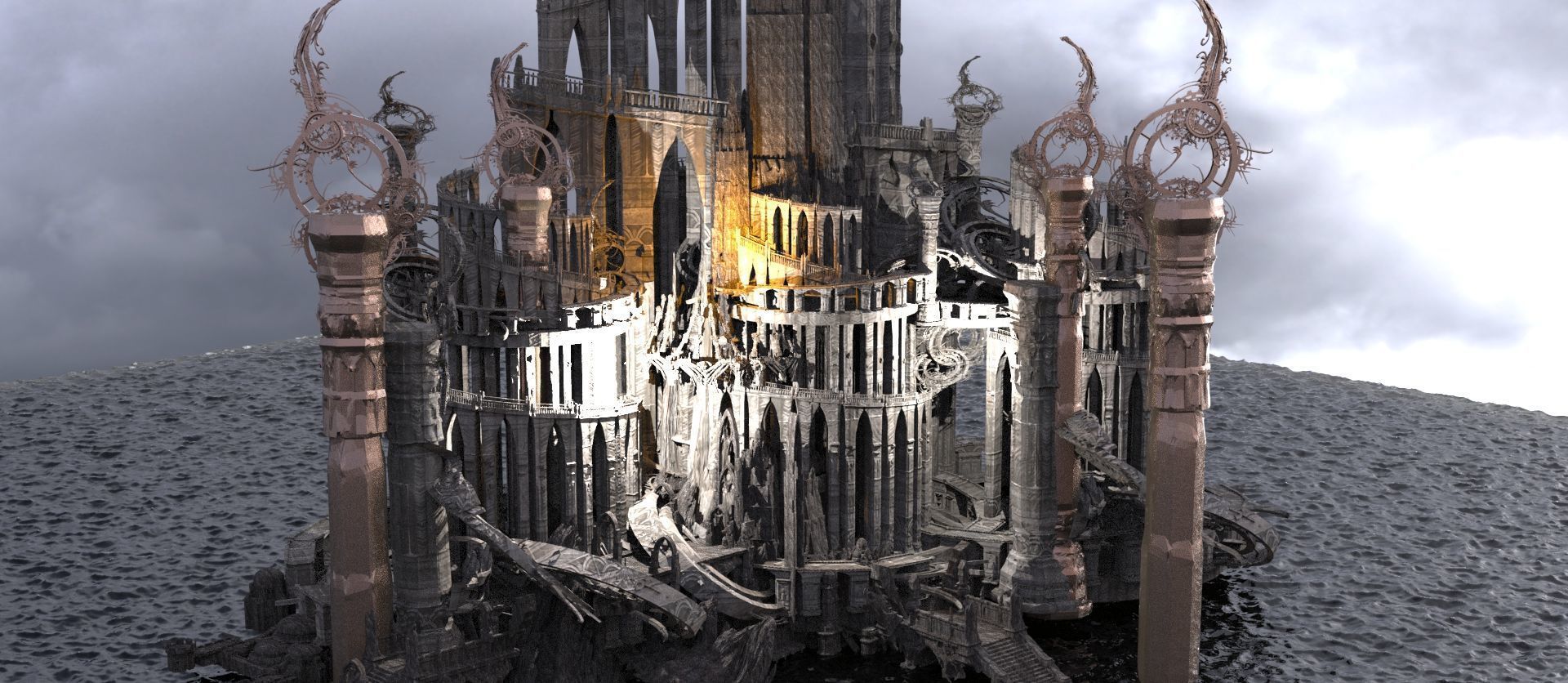 Art deco illusionist grand halls 3D model_1