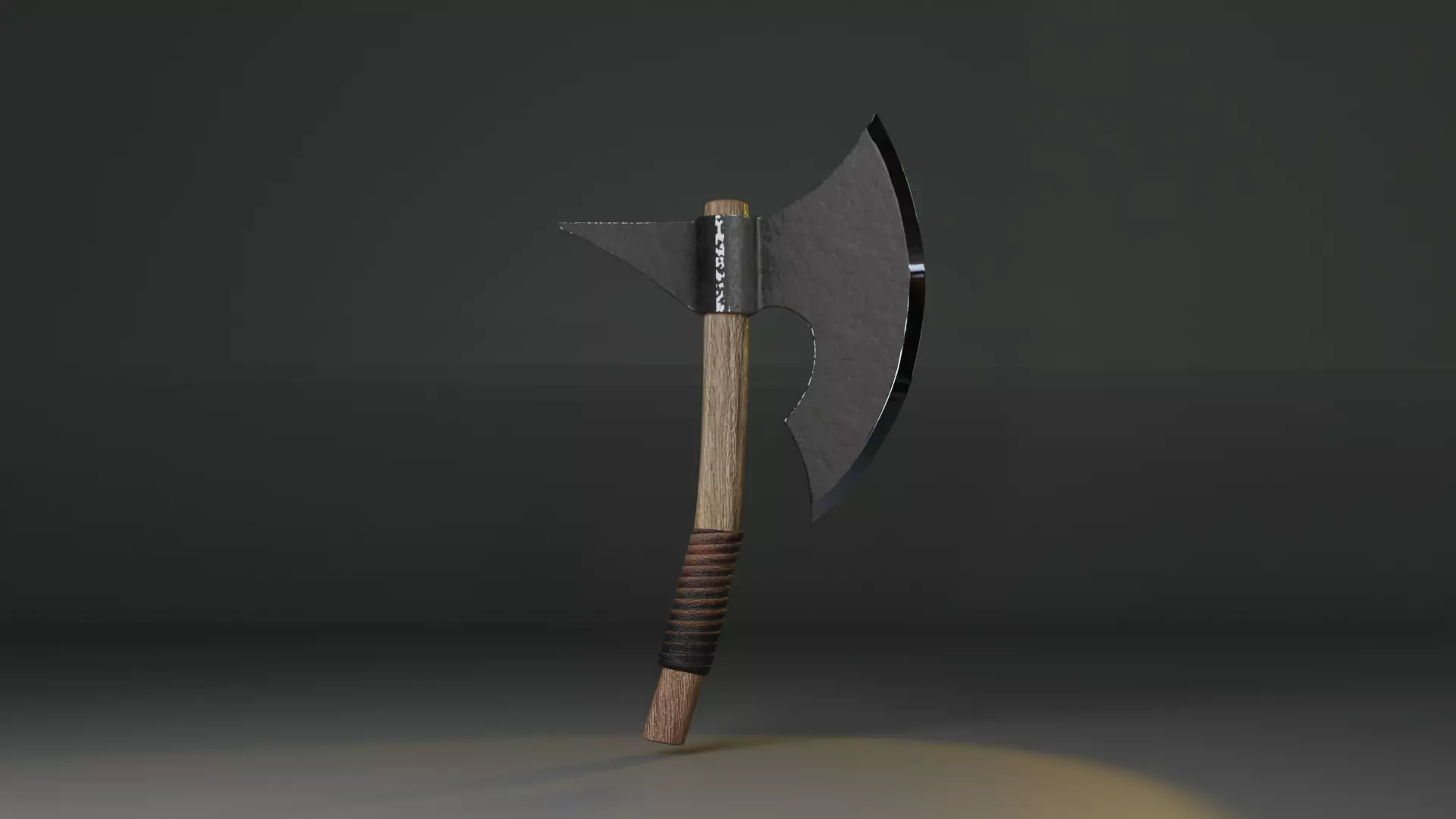 Axe Medieval low poly Low-poly 3D model_0